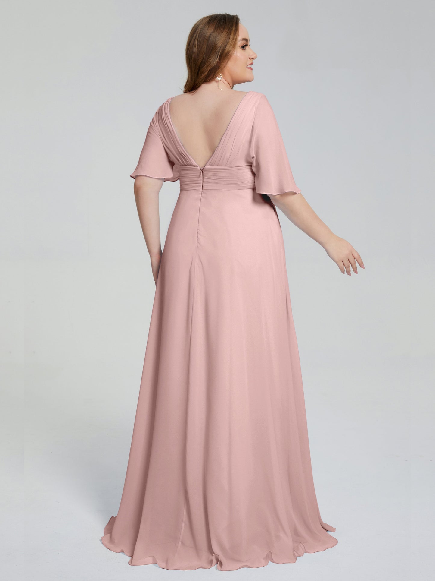 Daniela Sweep Train Plus Size Bridesmaid Dresses with Sleeves