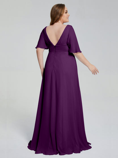 Daniela Sweep Train Plus Size Bridesmaid Dresses with Sleeves