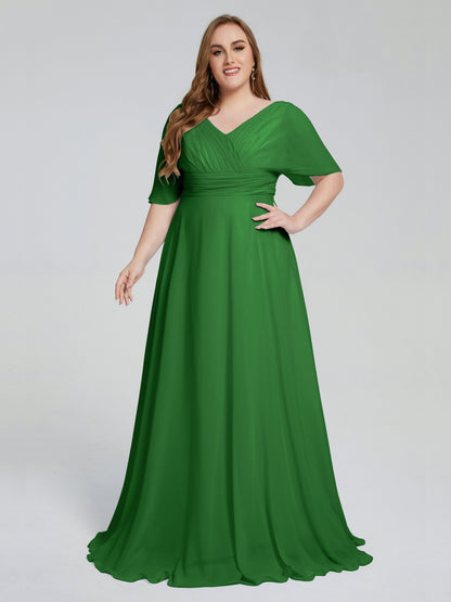 Daniela Sweep Train Plus Size Bridesmaid Dresses with Sleeves
