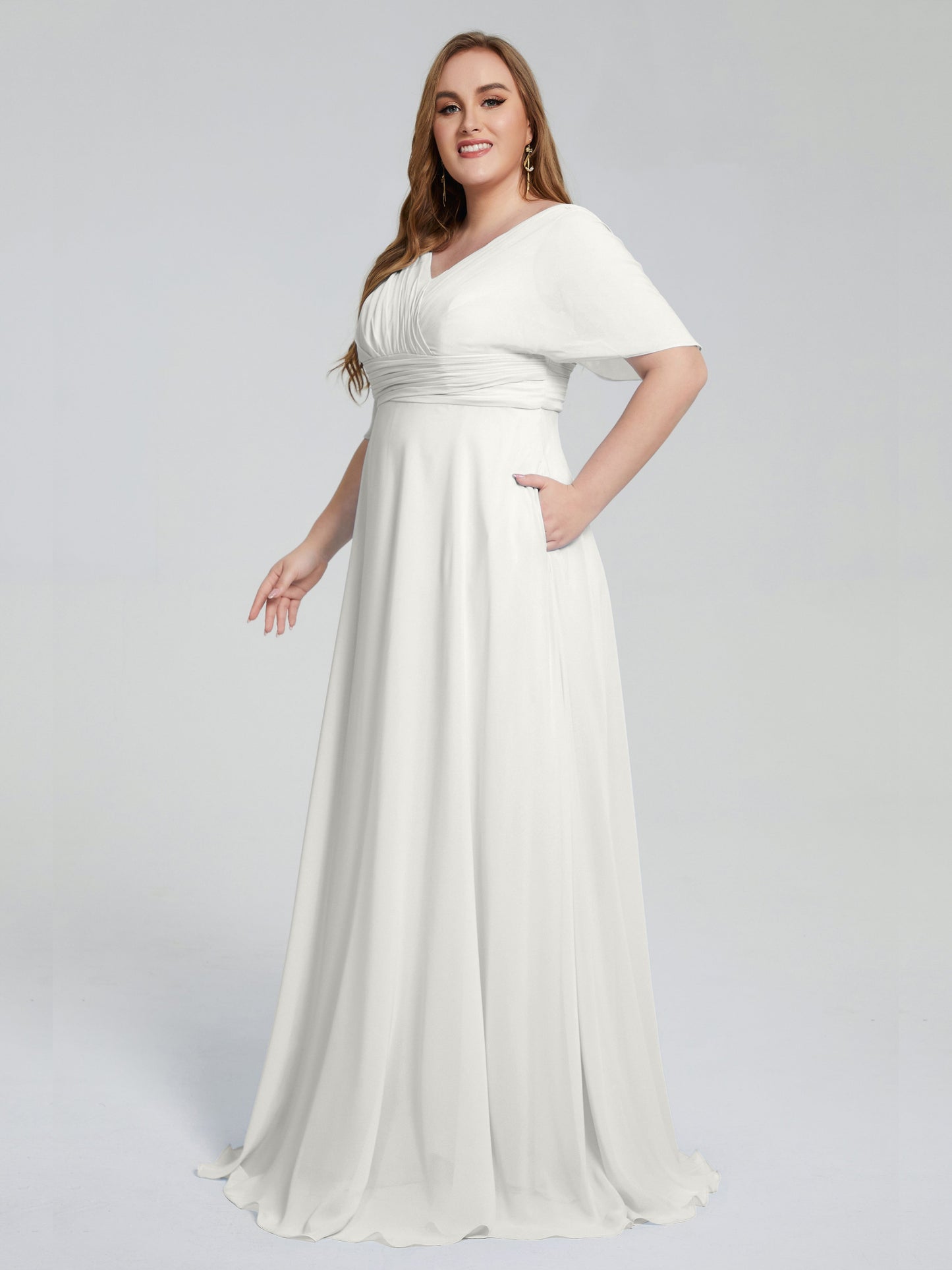 Daniela Sweep Train Plus Size Bridesmaid Dresses with Sleeves
