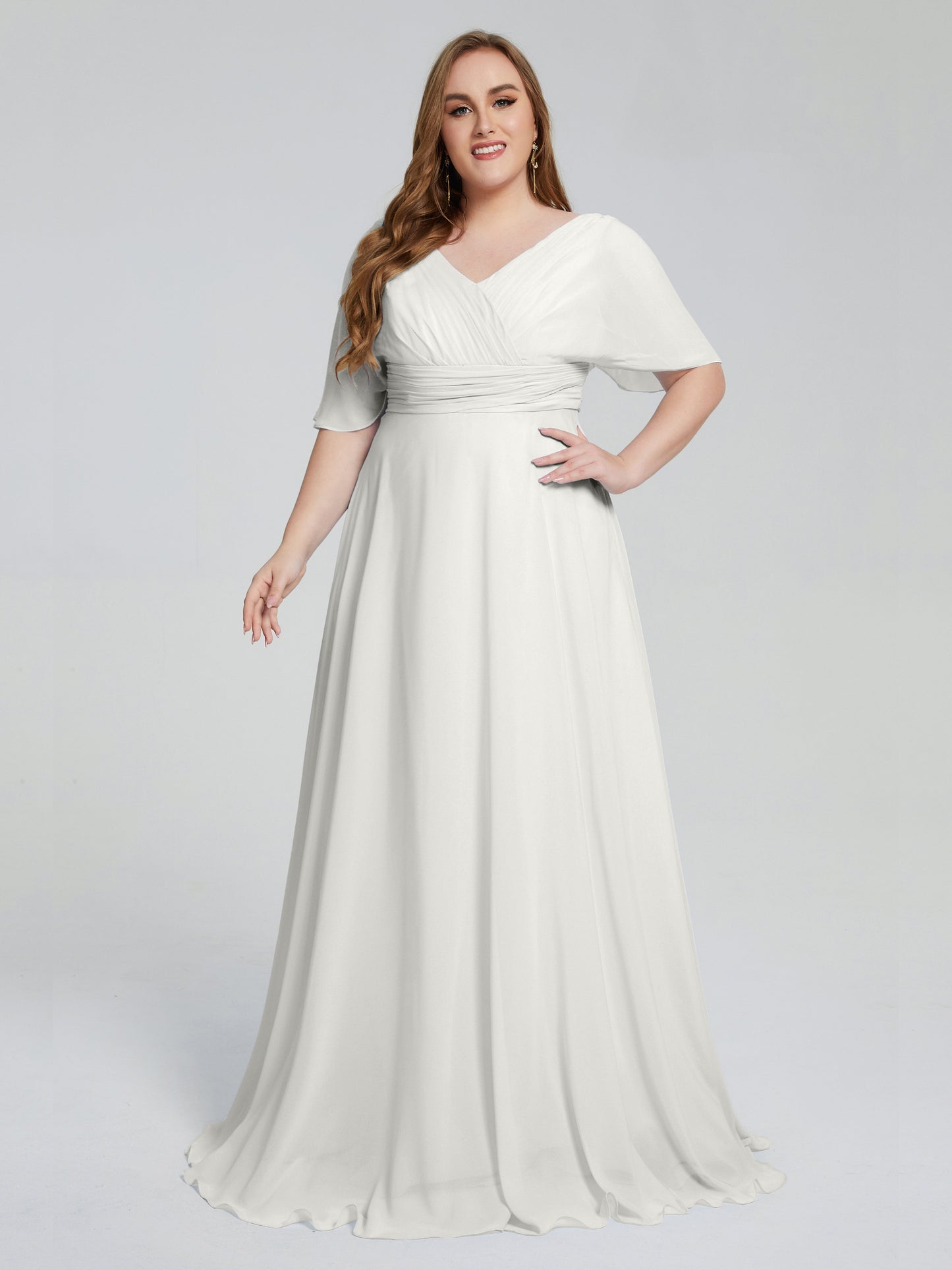 Daniela Sweep Train Plus Size Bridesmaid Dresses with Sleeves