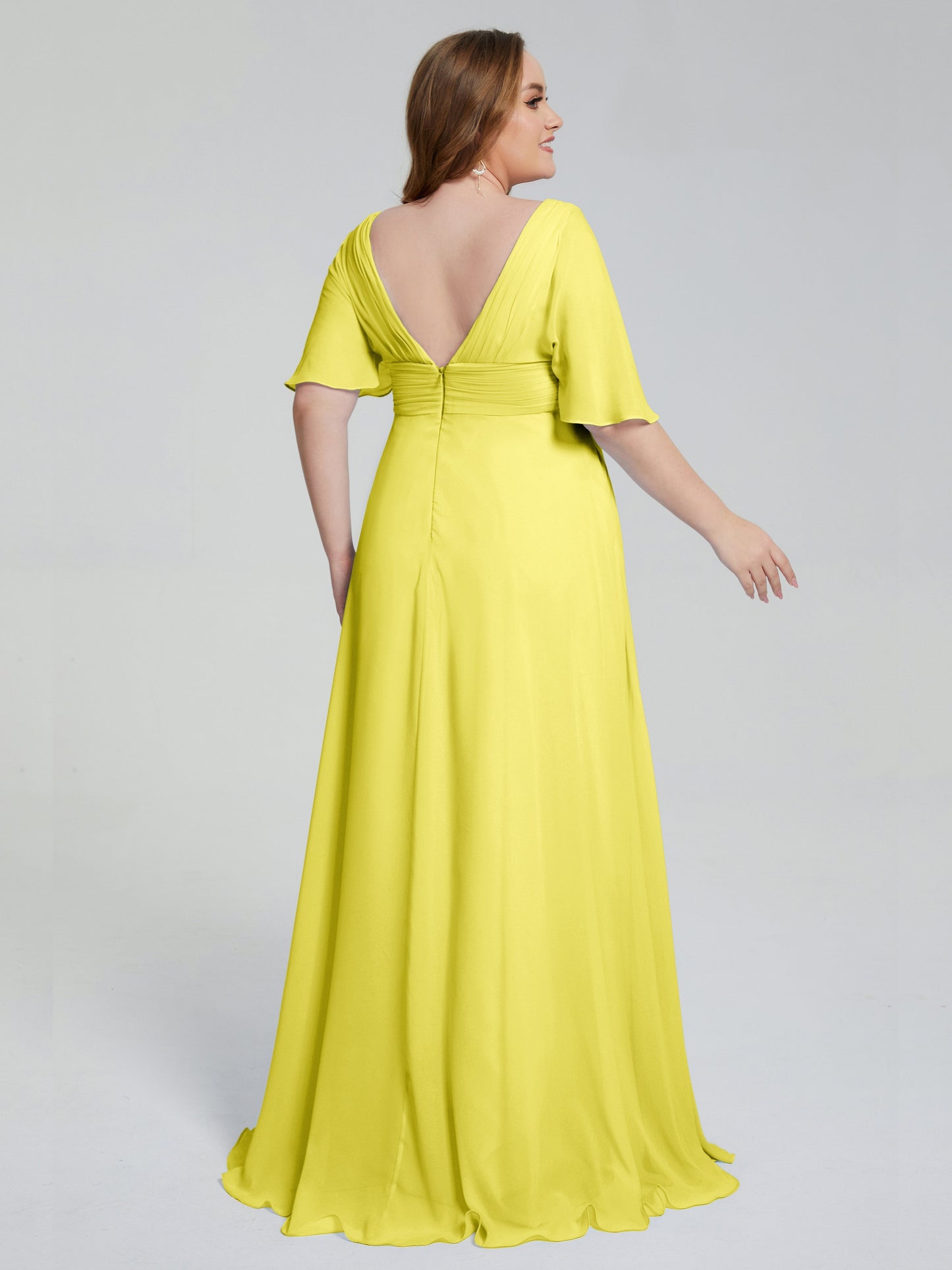 Daniela Sweep Train Plus Size Bridesmaid Dresses with Sleeves