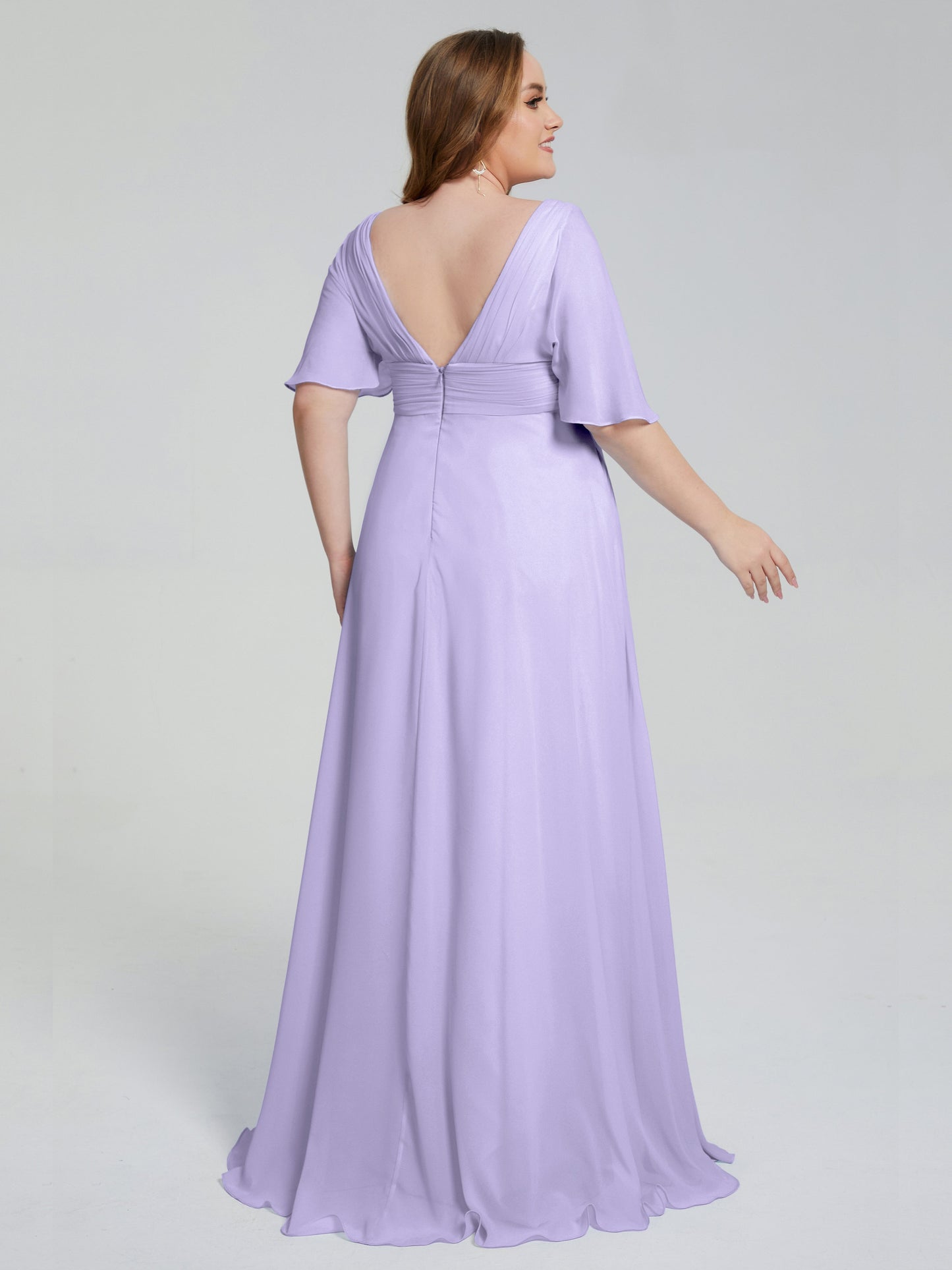 Daniela Sweep Train Plus Size Bridesmaid Dresses with Sleeves