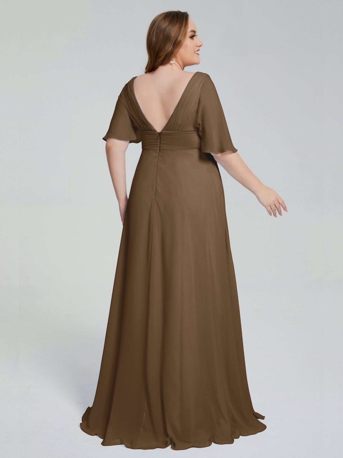 Daniela Sweep Train Plus Size Bridesmaid Dresses with Sleeves