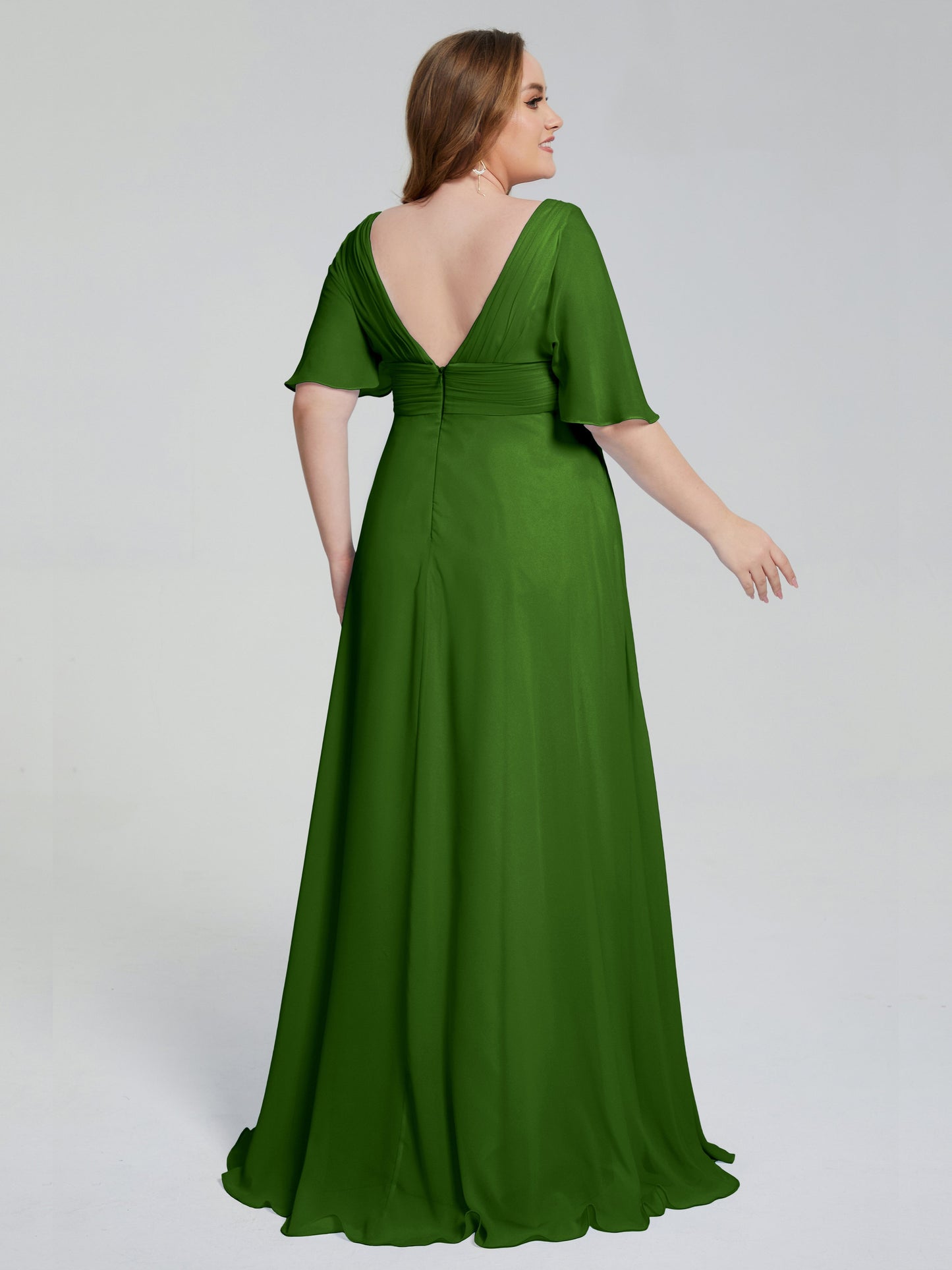 Daniela Sweep Train Plus Size Bridesmaid Dresses with Sleeves