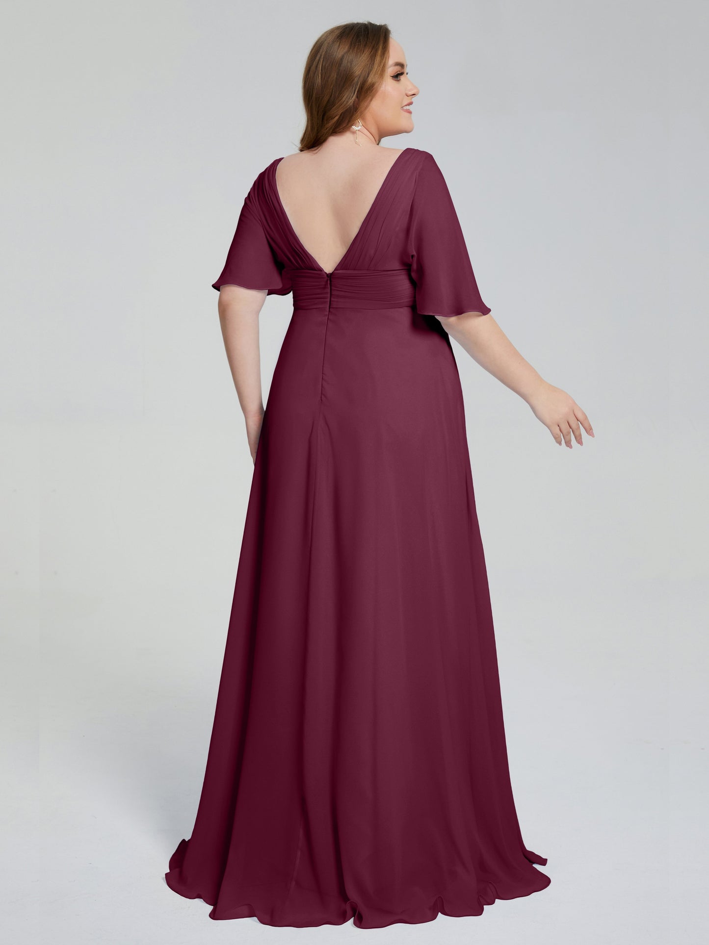 Daniela Sweep Train Plus Size Bridesmaid Dresses with Sleeves