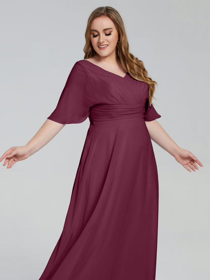 Daniela Sweep Train Plus Size Bridesmaid Dresses with Sleeves