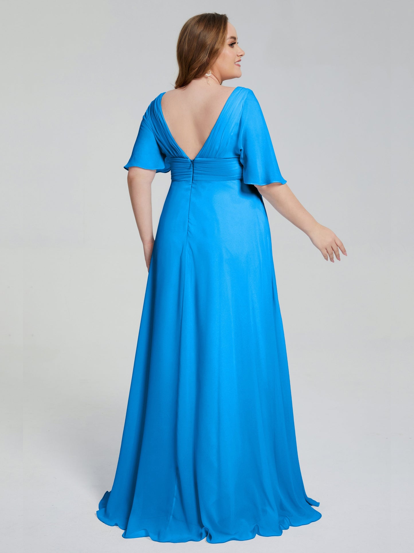 Daniela Sweep Train Plus Size Bridesmaid Dresses with Sleeves