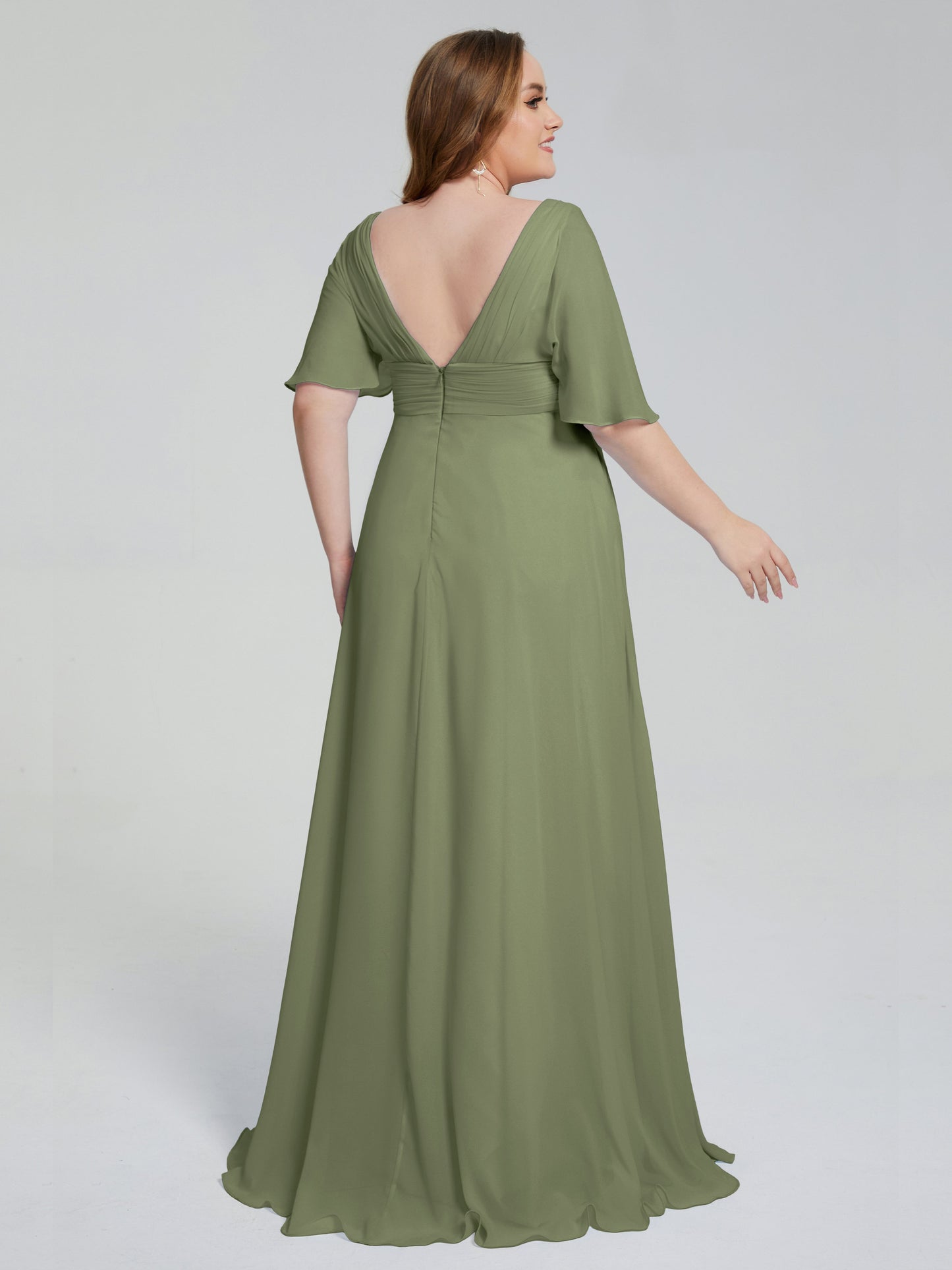 Daniela Sweep Train Plus Size Bridesmaid Dresses with Sleeves
