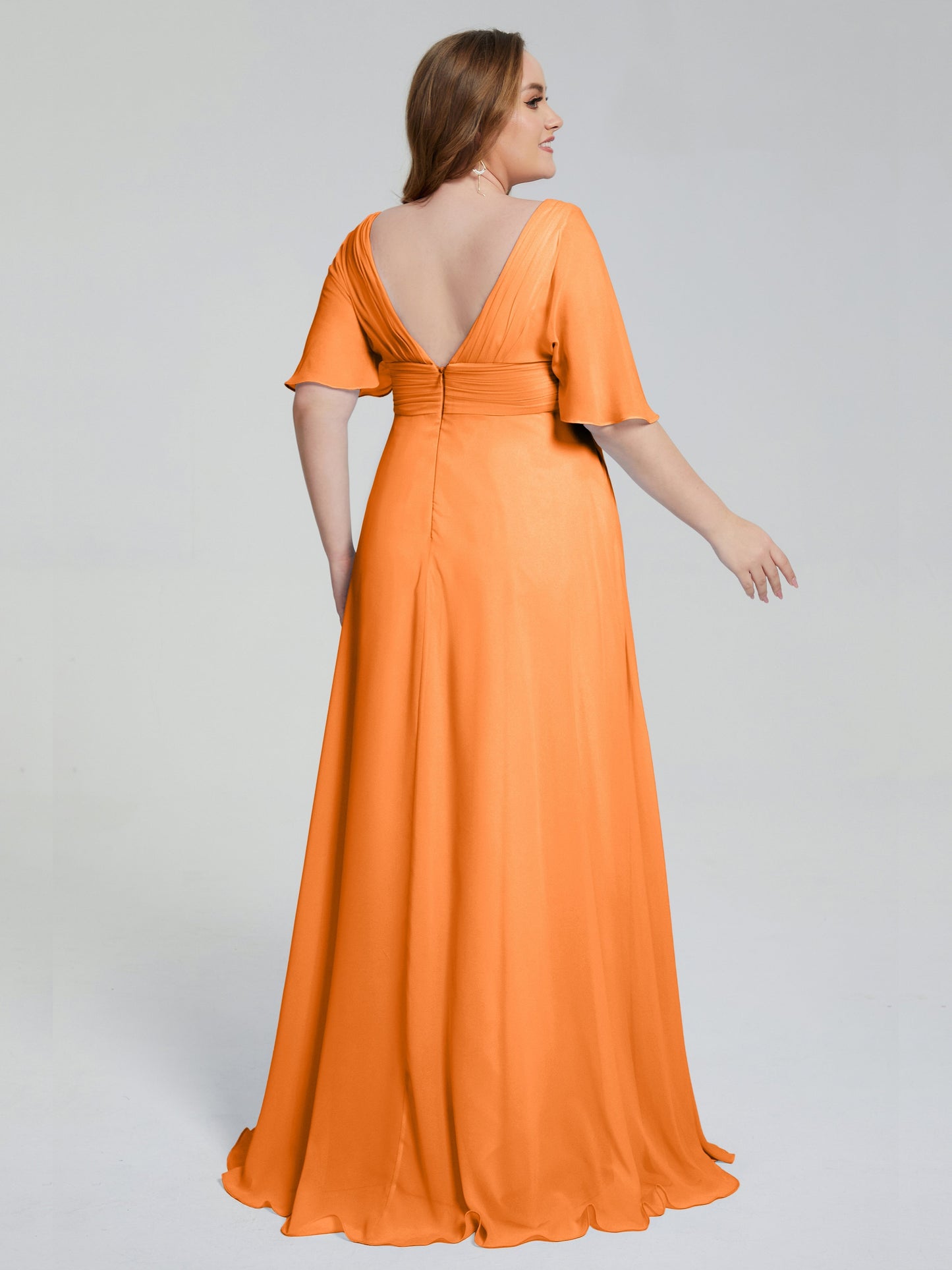 Daniela Sweep Train Plus Size Bridesmaid Dresses with Sleeves