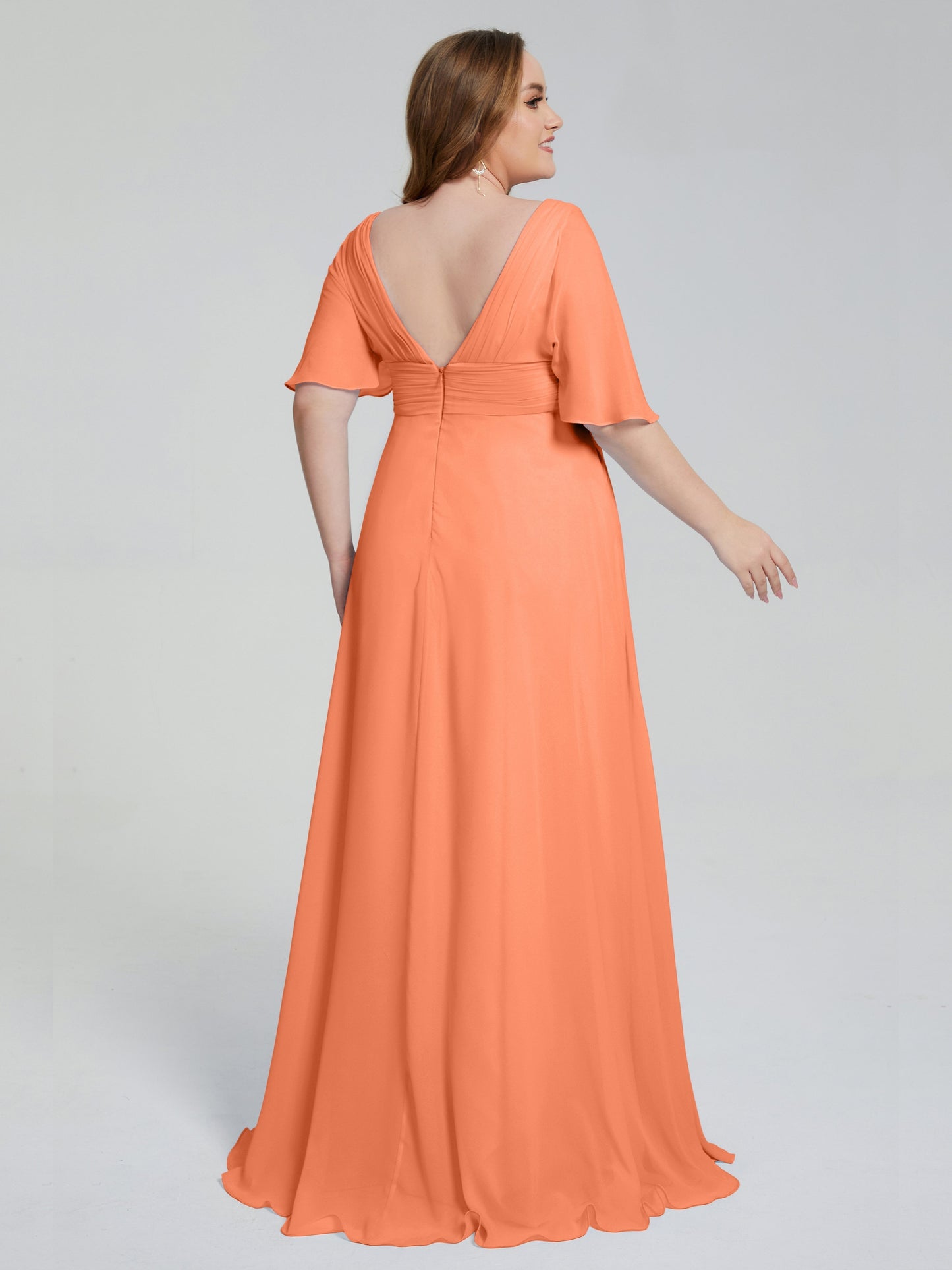 Daniela Sweep Train Plus Size Bridesmaid Dresses with Sleeves