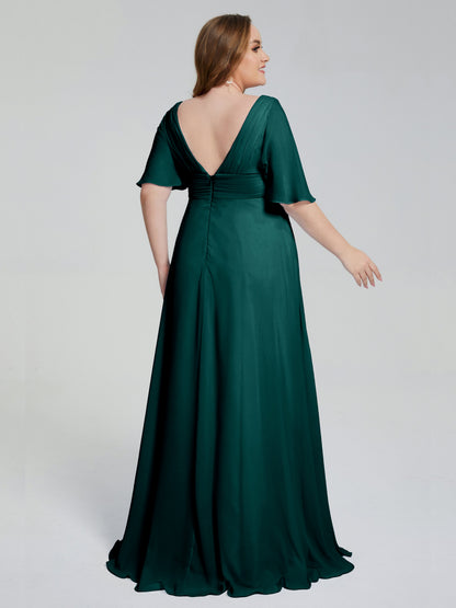 Daniela Sweep Train Plus Size Bridesmaid Dresses with Sleeves