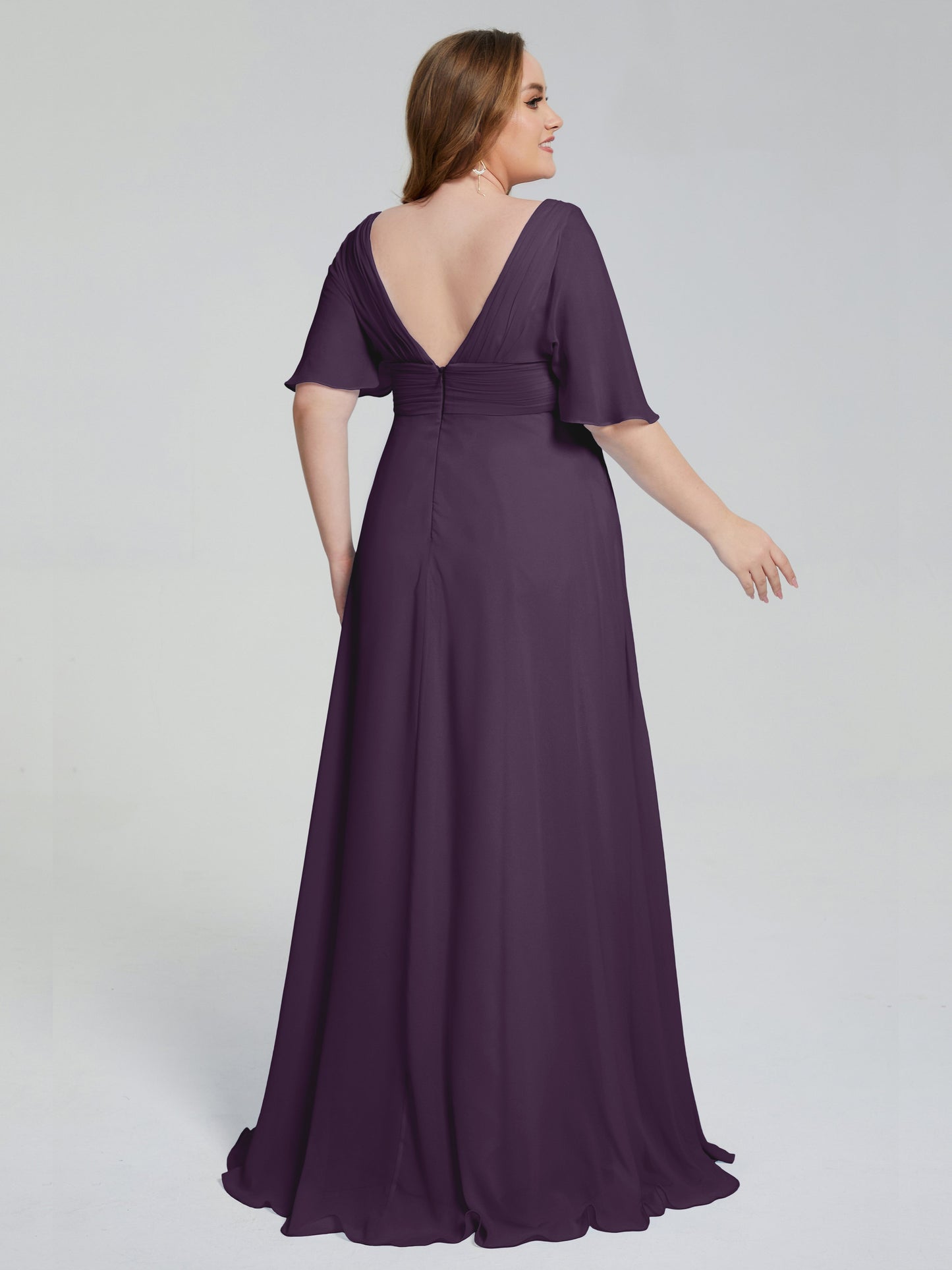 Daniela Sweep Train Plus Size Bridesmaid Dresses with Sleeves