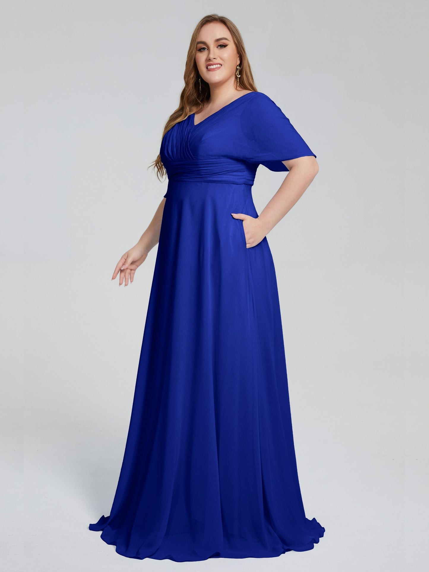 Daniela Sweep Train Plus Size Bridesmaid Dresses with Sleeves