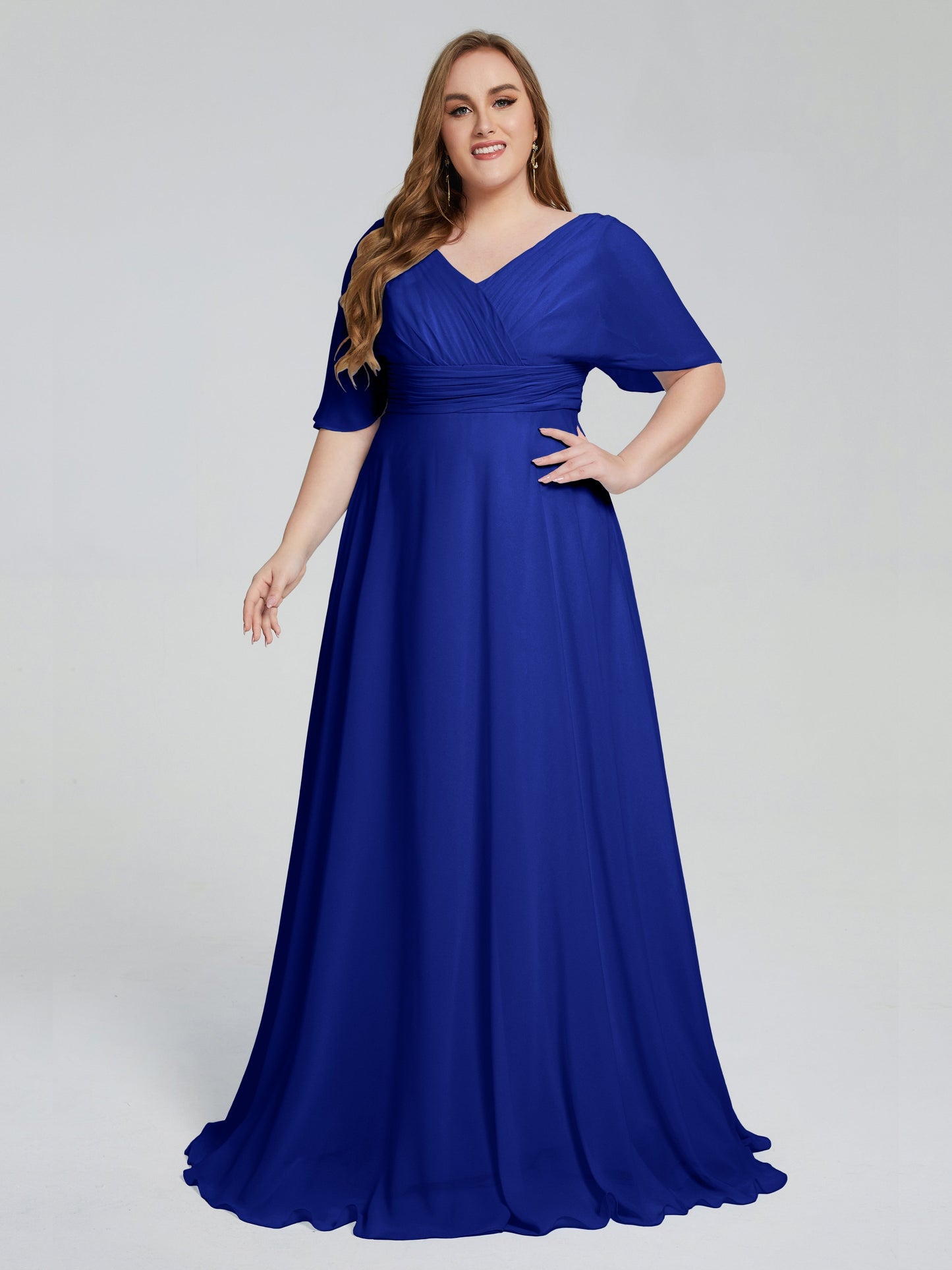 Daniela Sweep Train Plus Size Bridesmaid Dresses with Sleeves