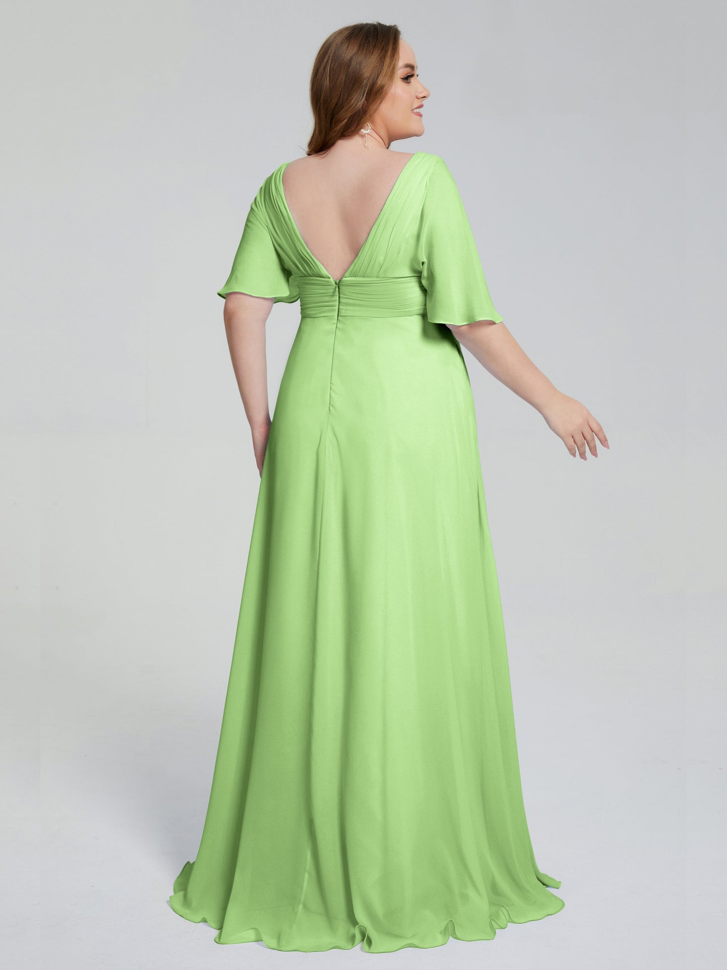 Daniela Sweep Train Plus Size Bridesmaid Dresses with Sleeves