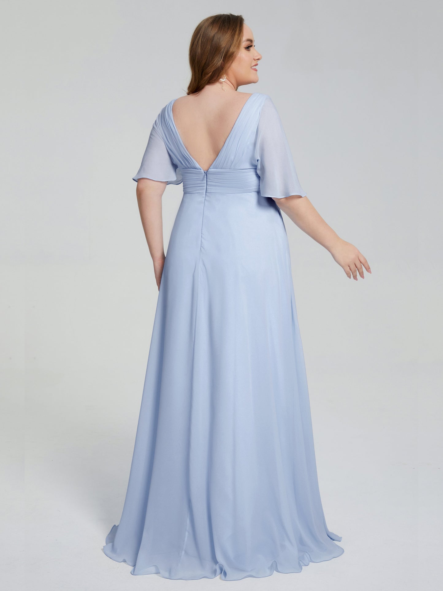 Daniela Sweep Train Plus Size Bridesmaid Dresses with Sleeves