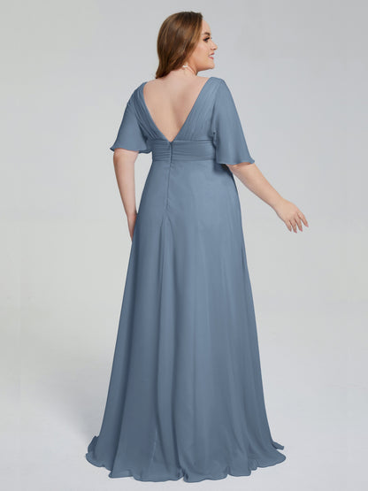 Daniela Sweep Train Plus Size Bridesmaid Dresses with Sleeves