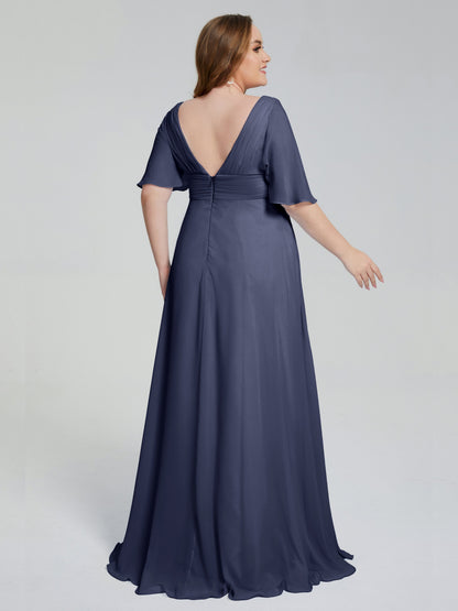Daniela Sweep Train Plus Size Bridesmaid Dresses with Sleeves