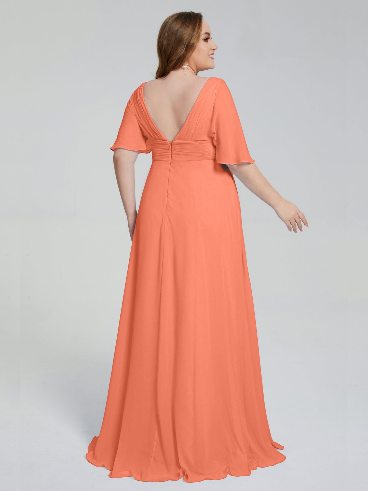 Daniela Sweep Train Plus Size Bridesmaid Dresses with Sleeves
