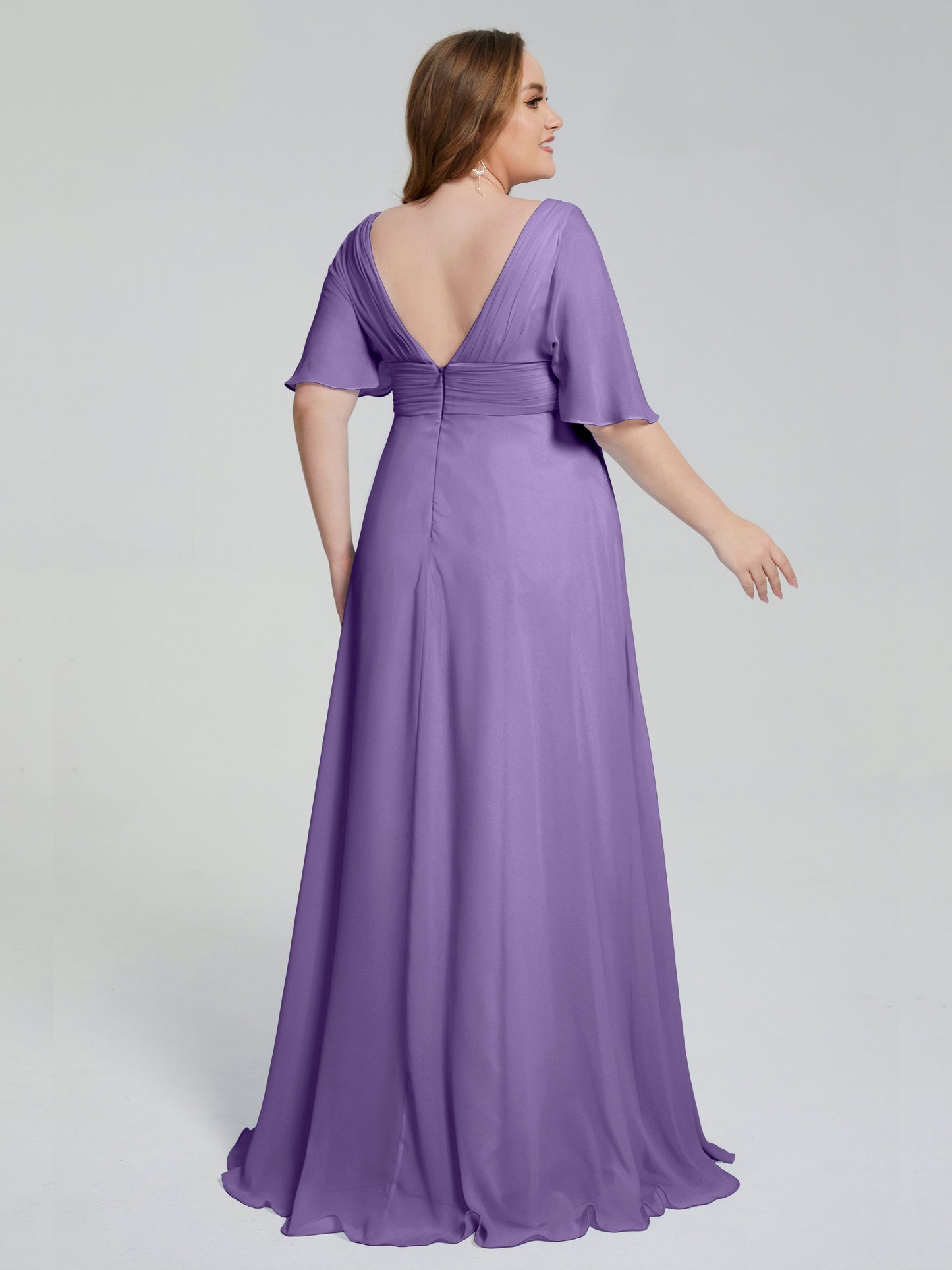 Daniela Sweep Train Plus Size Bridesmaid Dresses with Sleeves
