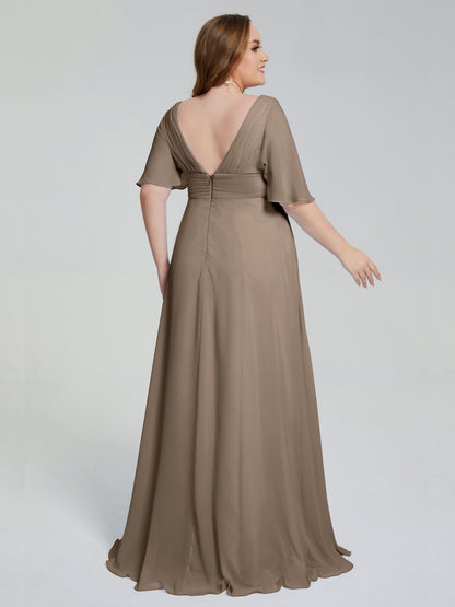 Daniela Sweep Train Plus Size Bridesmaid Dresses with Sleeves