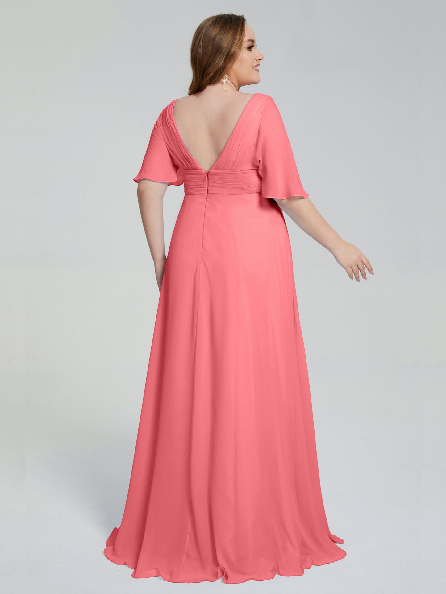 Daniela Sweep Train Plus Size Bridesmaid Dresses with Sleeves