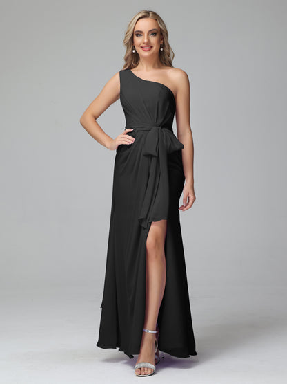 Daphne One Shoulder Chiffon Bridesmaid Dresses With Split