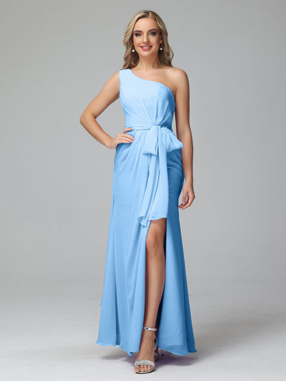 Daphne One Shoulder Chiffon Bridesmaid Dresses With Split
