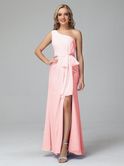 Daphne One Shoulder Chiffon Bridesmaid Dresses With Split