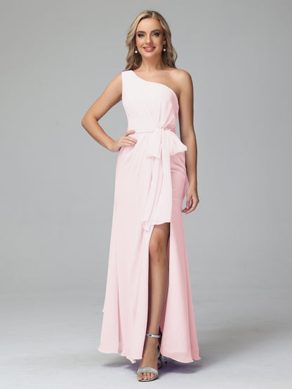 Daphne One Shoulder Chiffon Bridesmaid Dresses With Split
