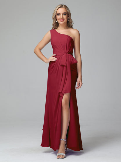 Daphne One Shoulder Chiffon Bridesmaid Dresses With Split