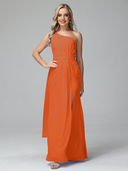 Daphne One Shoulder Chiffon Bridesmaid Dresses With Split