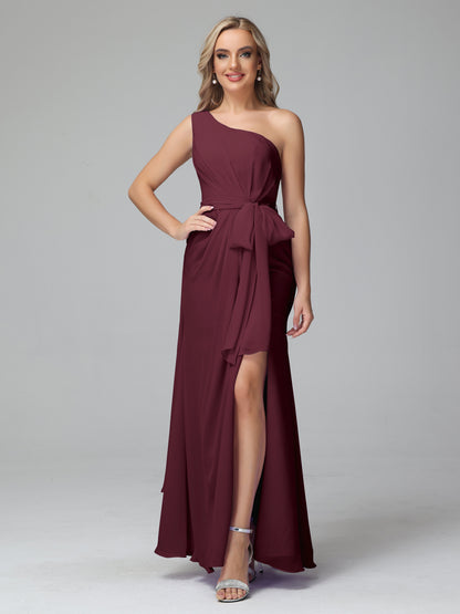 Daphne One Shoulder Chiffon Bridesmaid Dresses With Split