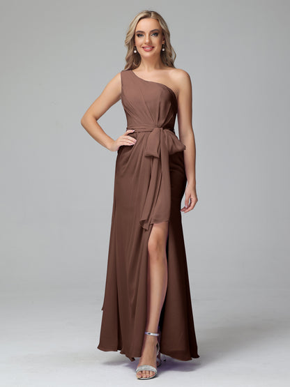 Daphne One Shoulder Chiffon Bridesmaid Dresses With Split