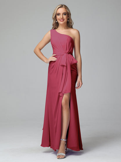 Daphne One Shoulder Chiffon Bridesmaid Dresses With Split