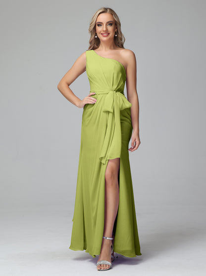 Daphne One Shoulder Chiffon Bridesmaid Dresses With Split