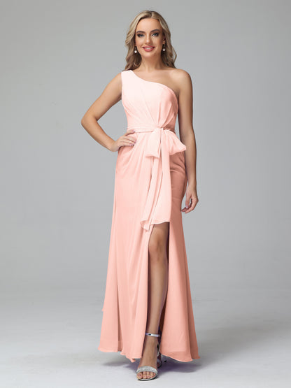 Daphne One Shoulder Chiffon Bridesmaid Dresses With Split