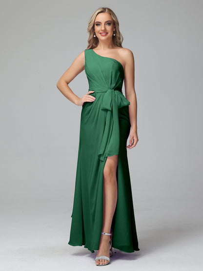 Daphne One Shoulder Chiffon Bridesmaid Dresses With Split