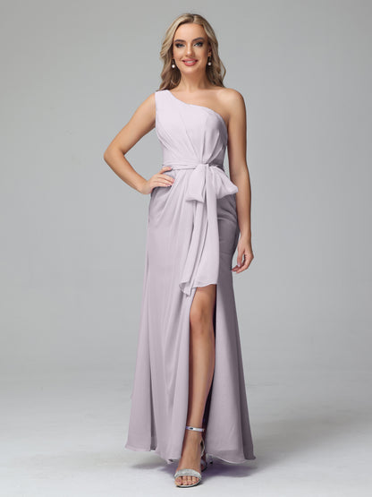 Daphne One Shoulder Chiffon Bridesmaid Dresses With Split