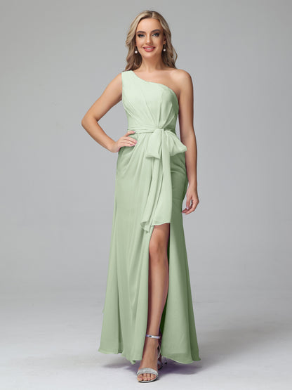 Daphne One Shoulder Chiffon Bridesmaid Dresses With Split