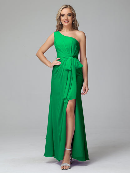 Daphne One Shoulder Chiffon Bridesmaid Dresses With Split