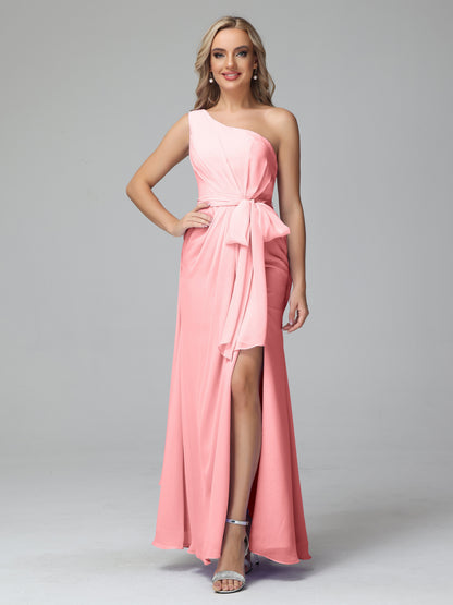 Daphne One Shoulder Chiffon Bridesmaid Dresses With Split