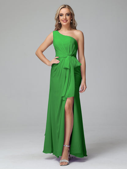 Daphne One Shoulder Chiffon Bridesmaid Dresses With Split