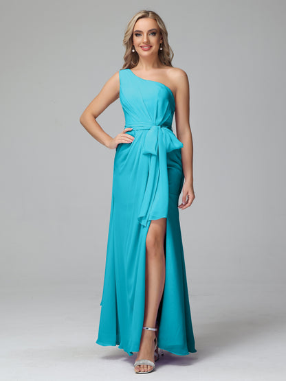 Daphne One Shoulder Chiffon Bridesmaid Dresses With Split