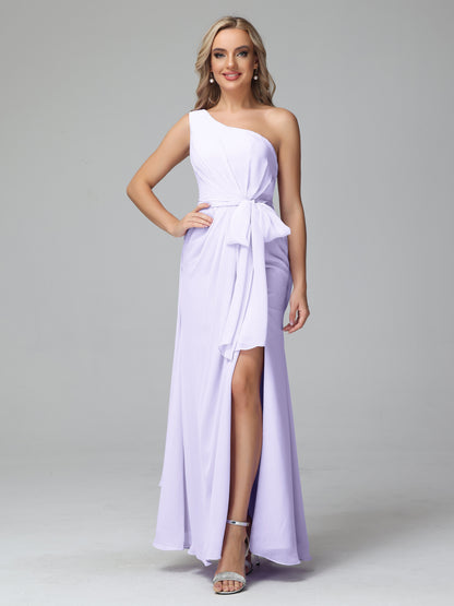 Daphne One Shoulder Chiffon Bridesmaid Dresses With Split