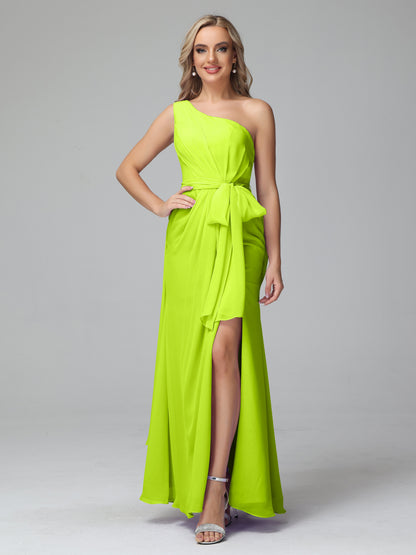 Daphne One Shoulder Chiffon Bridesmaid Dresses With Split