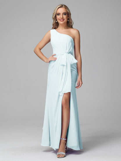 Daphne One Shoulder Chiffon Bridesmaid Dresses With Split