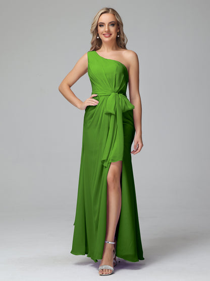 Daphne One Shoulder Chiffon Bridesmaid Dresses With Split