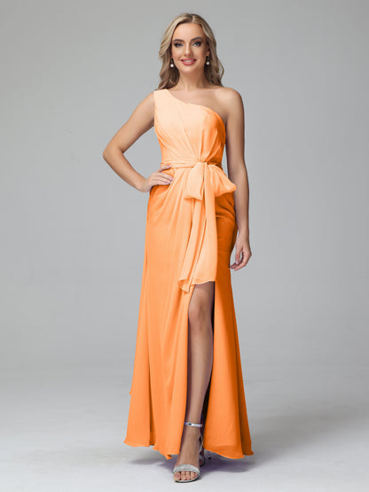 Daphne One Shoulder Chiffon Bridesmaid Dresses With Split